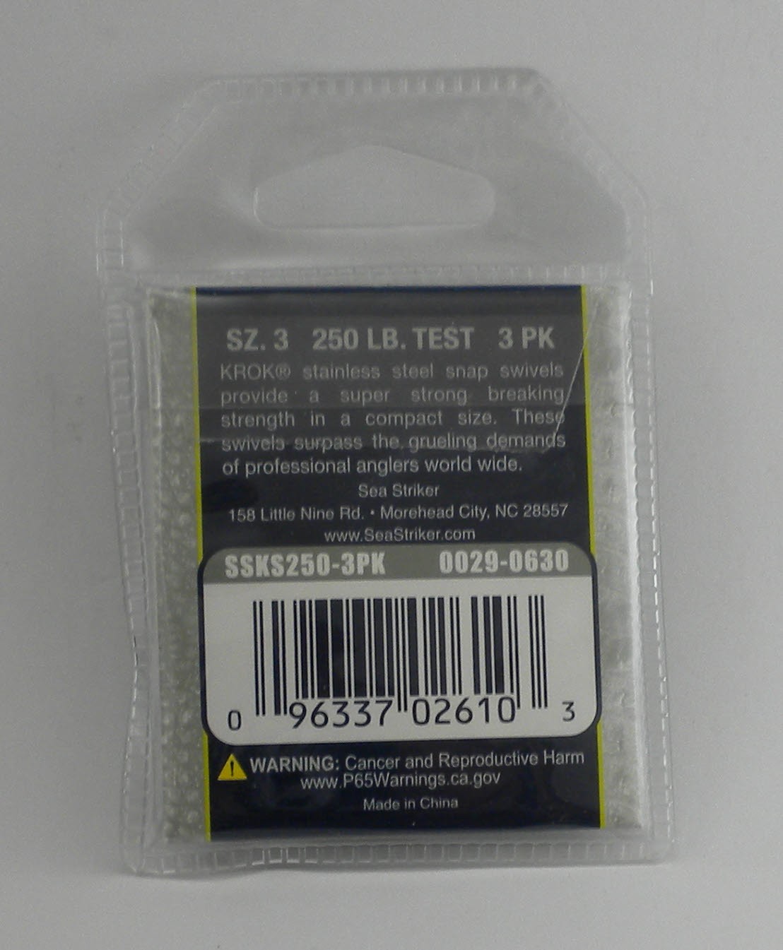 Sea Striker SSKS250-3PK Kroc Stainless Steel Snap Swivel 250lb Test Size 3 3pk