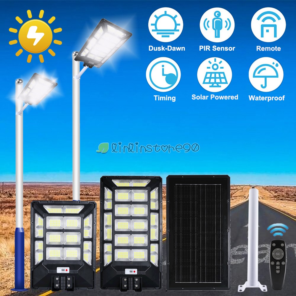 Commercial 99000000LM LED Outdoor Dusk To Dawn Solar Street Light Road Area Lamp