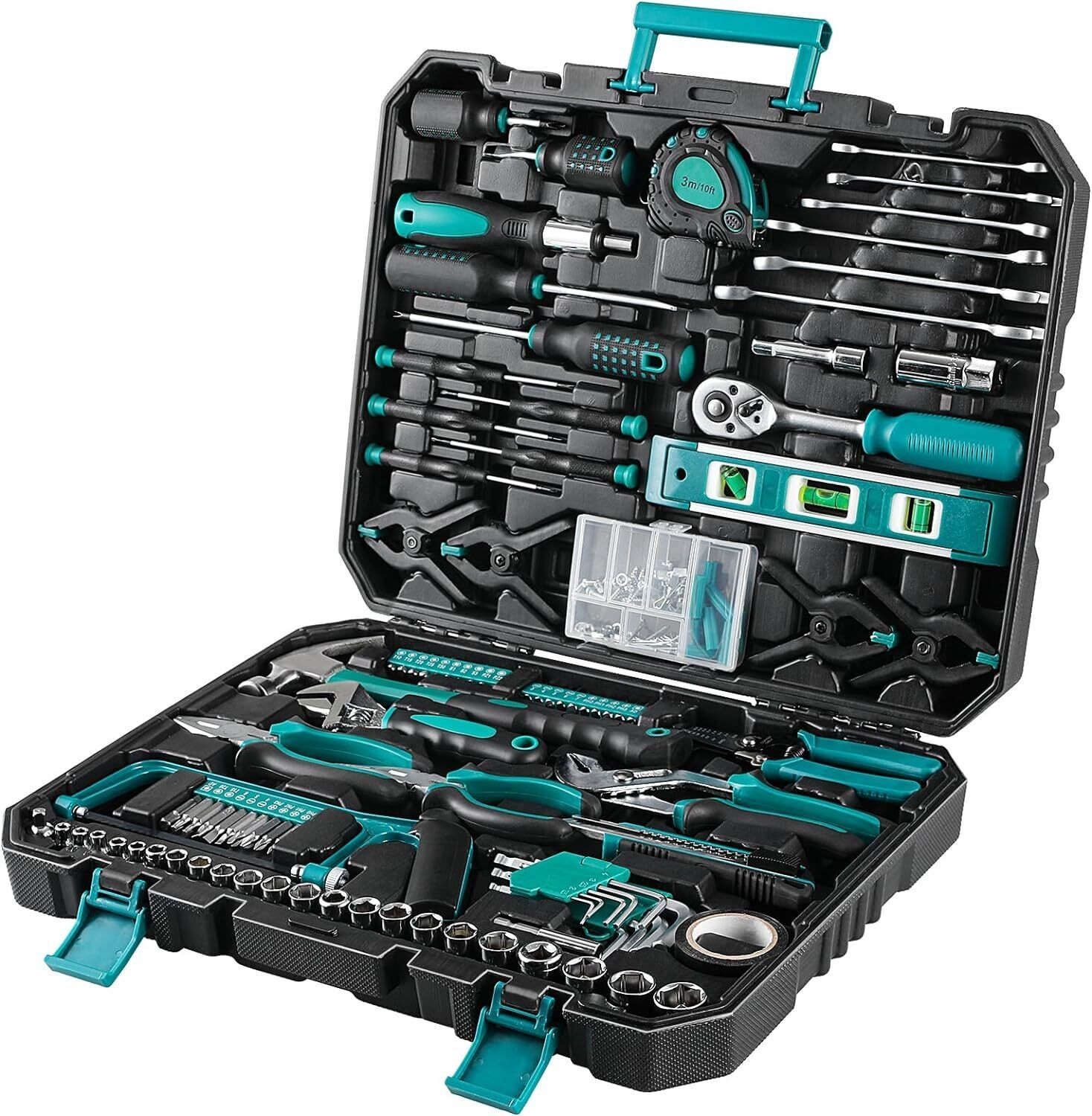 198 Piece Hand Tool Set with Tool Box Ratchet Socket Wrench Screwdriver Kit