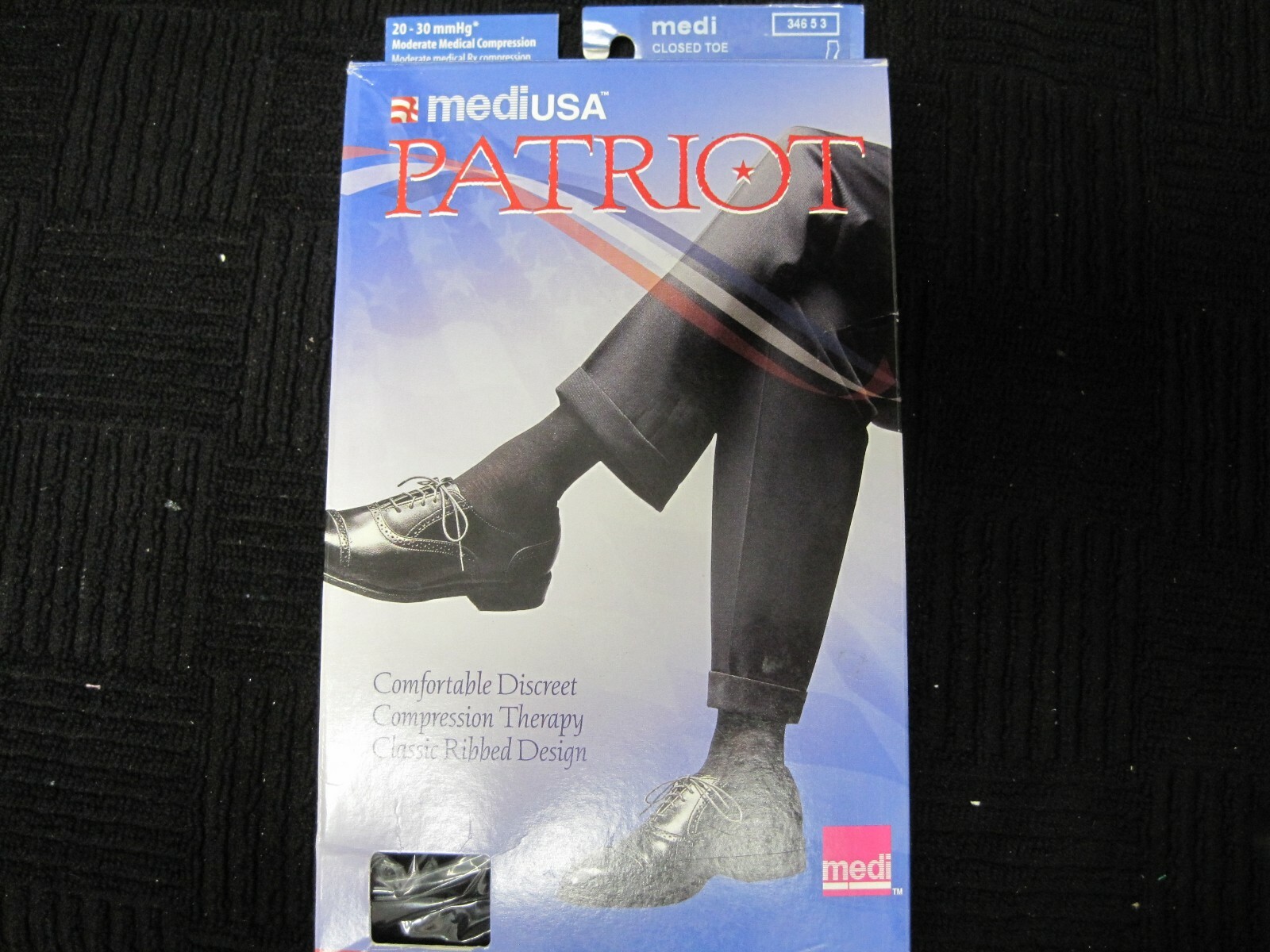 MediUSA Patriot Over the Calf 20-30 mmHg Closed Toe Socks Black Size III 34653