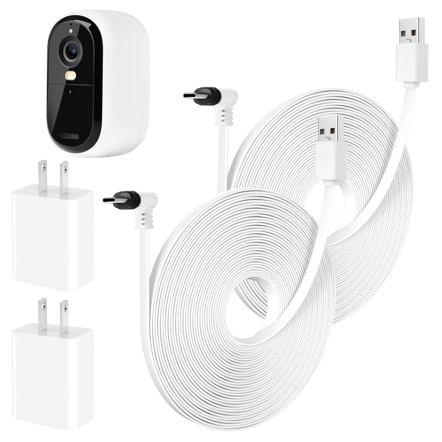 2Pack 25FT Power Cable Compatible with Arlo Essential 2K Outdoor White