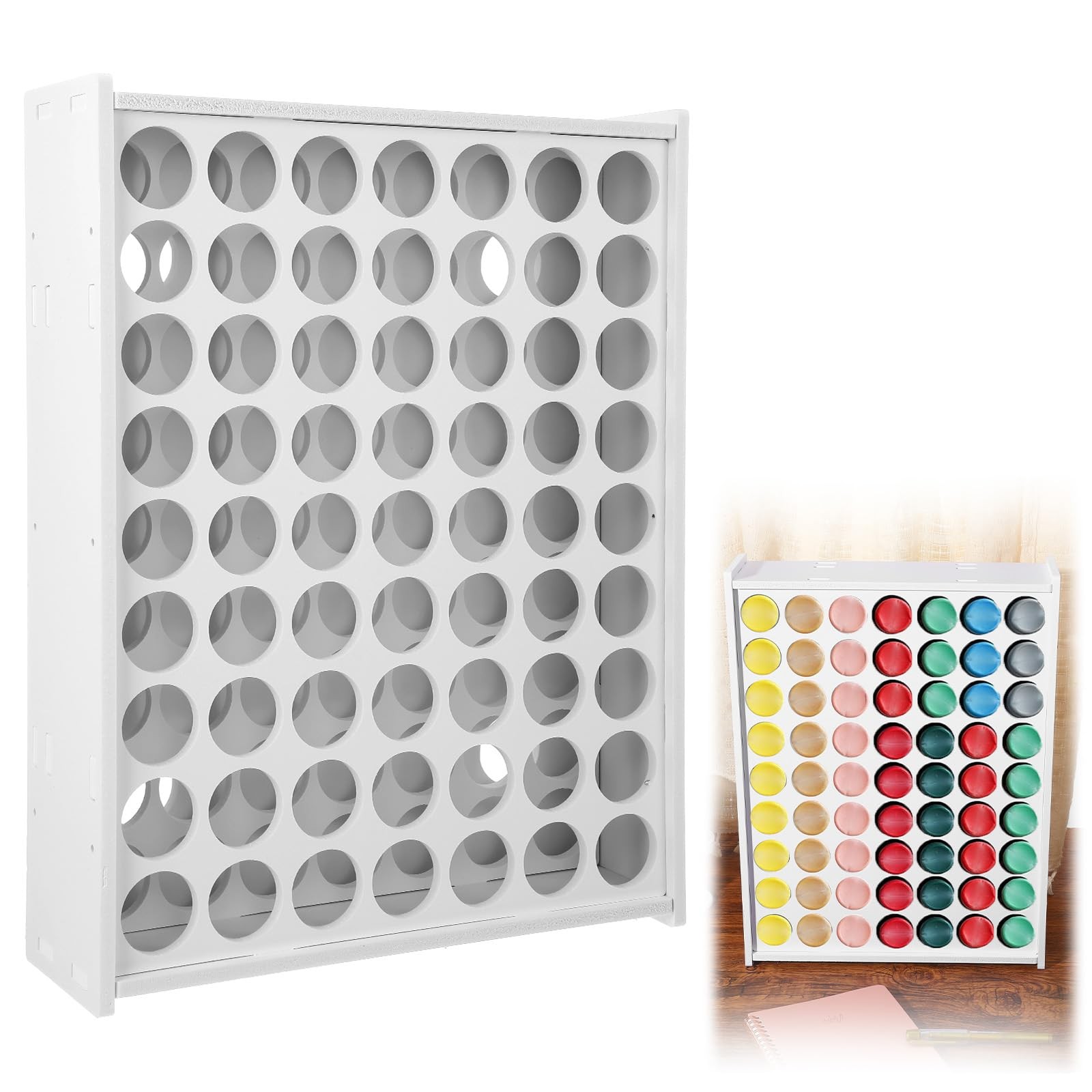 White Paint Organizer 63 Holes PVC Craft Storage Vertical Wall Mount 2oz