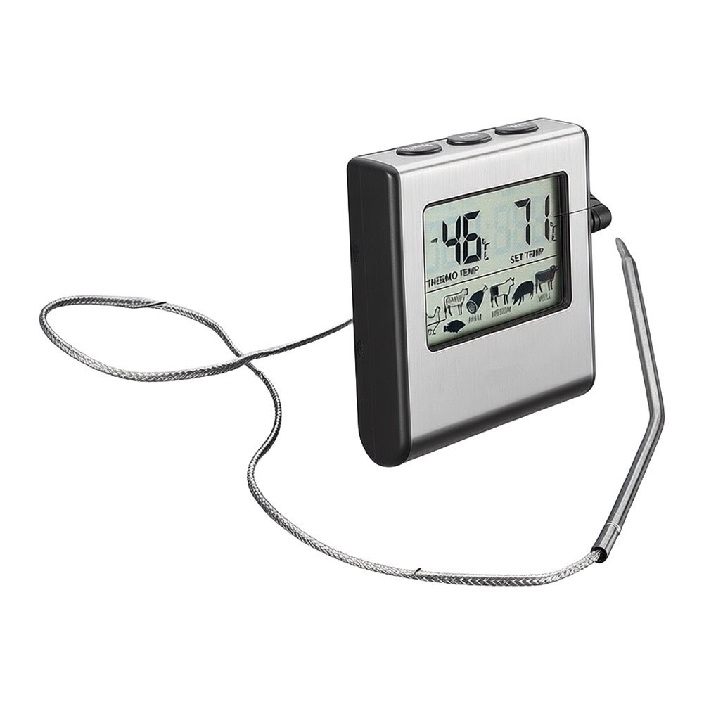 LCD For cooking Thermometer with Timer Function and Stainless Steel Probe