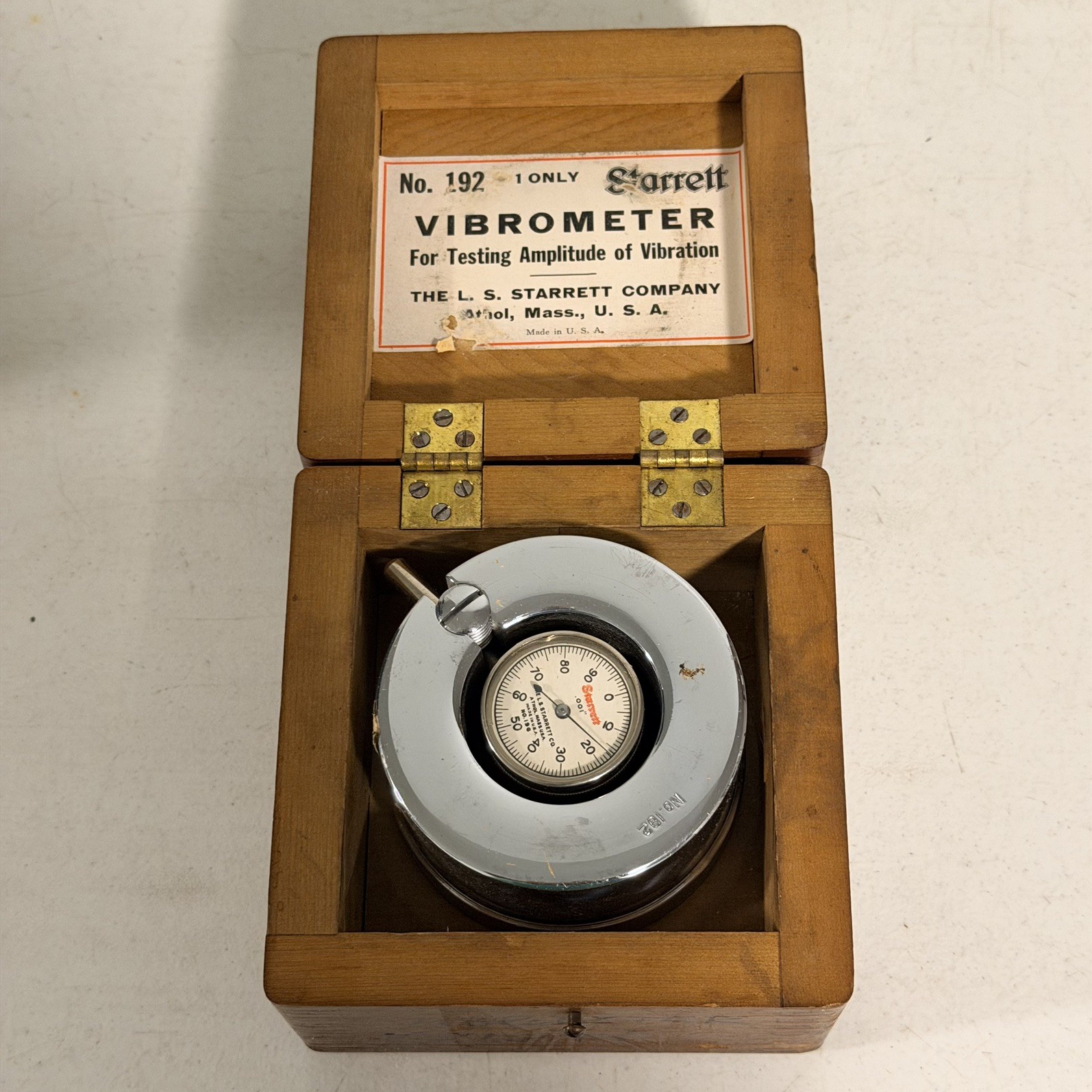 Nice Starrett Vibrometer 192 with Wood Case In Starrett Box
