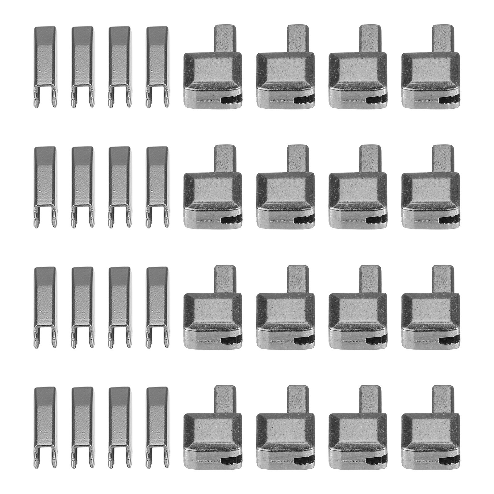 16Sets Zipper Repair Kits #5 Retainers Box & Insertion Pin Metallic Black