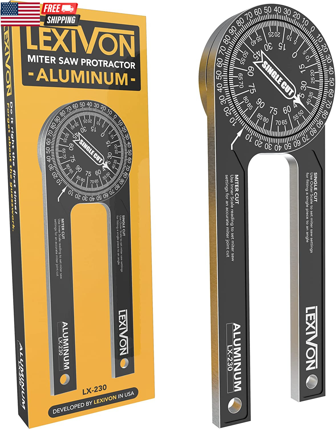 Aluminum Miter Saw Protractor | 7-Inch Rust Proof Angle Finder Featuring Precisi