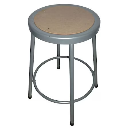 Zoro Select 44N706 Round Stool, Height Range 24", Hardboard Gray, 44N706