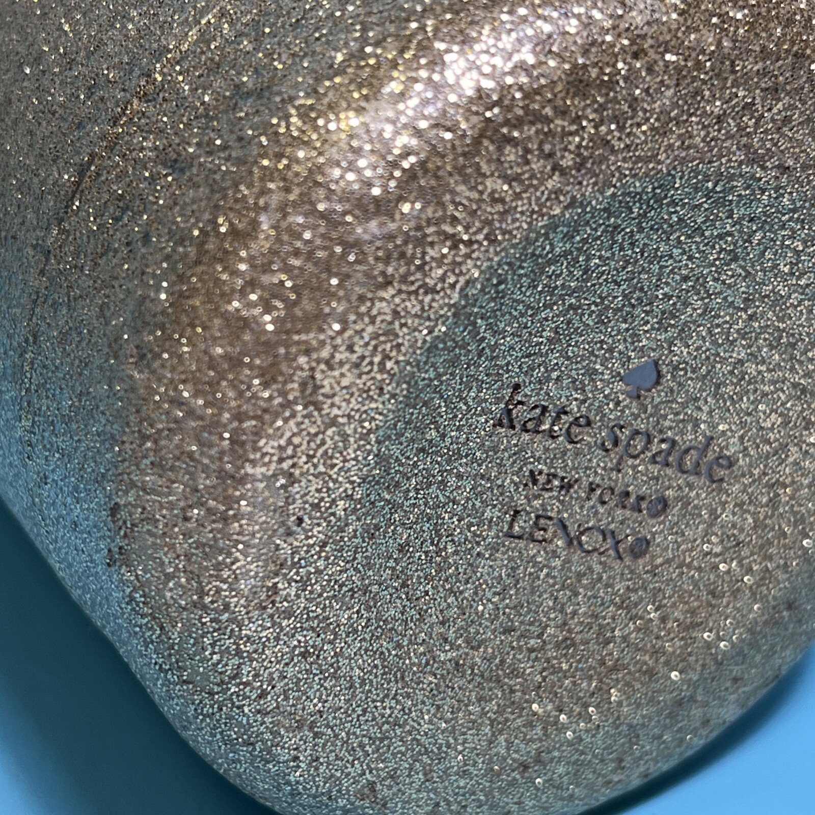 Lenox Kate Spade Gold Glitter Stainless Steel Water Bottle Thermos 17 Oz