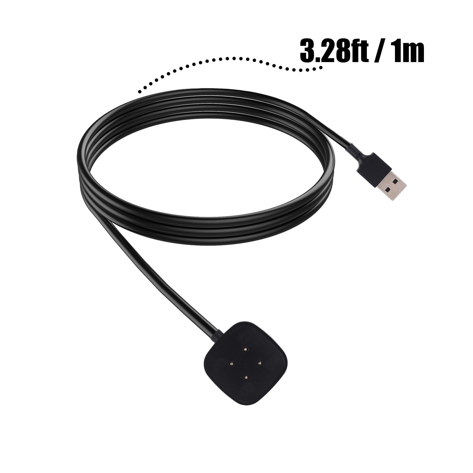 BTFO Fast Wall Charger Kit for Versa 4 & 3, USB Charging Cable 106cm, black