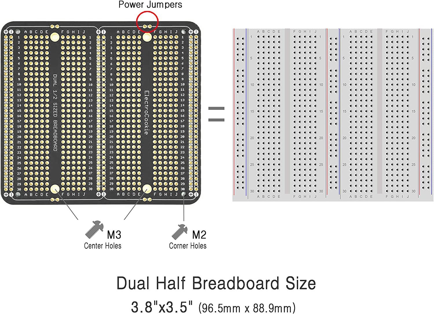 ElectroCookie Large PCB Prototype Board Kit Solderable Breadboards for Electr...