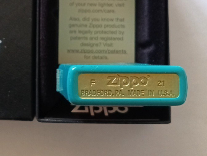 Zippo Lighter Flat Turquoise 49454/#18