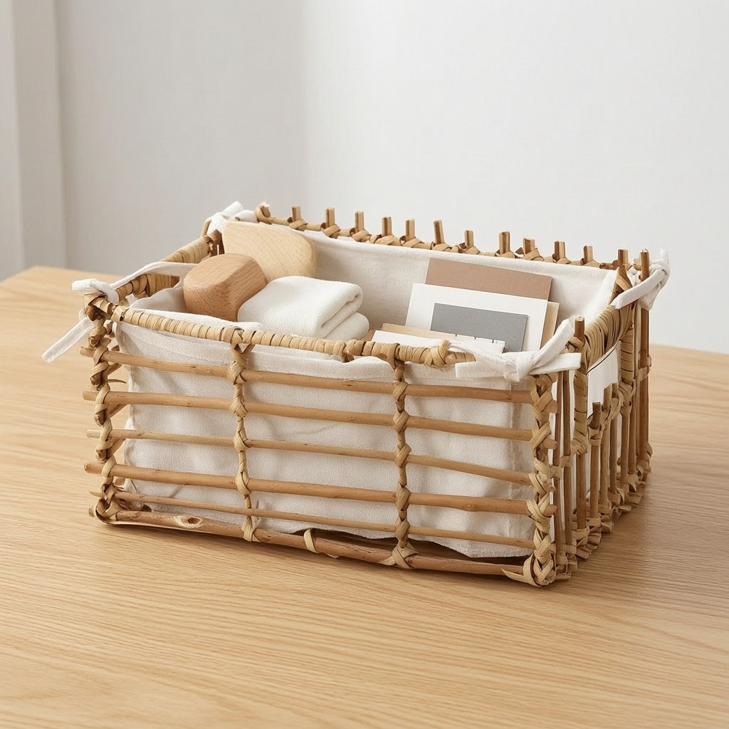 Wicker Storage Basket for Blankets, Toys, and Home Organization