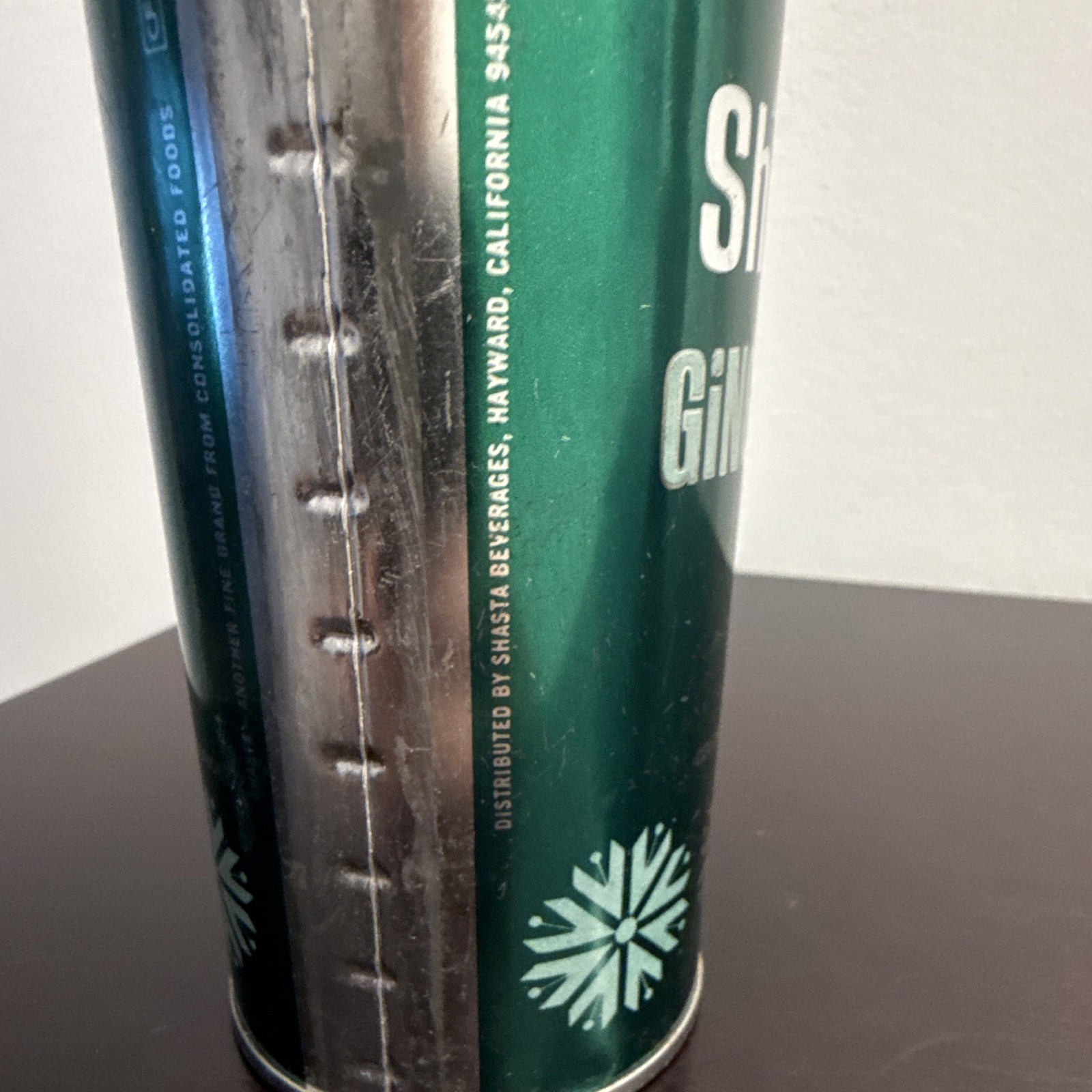 Shasta Ginger Ale 12 fl oz Soda Can Steel Pull Tab Green Silver