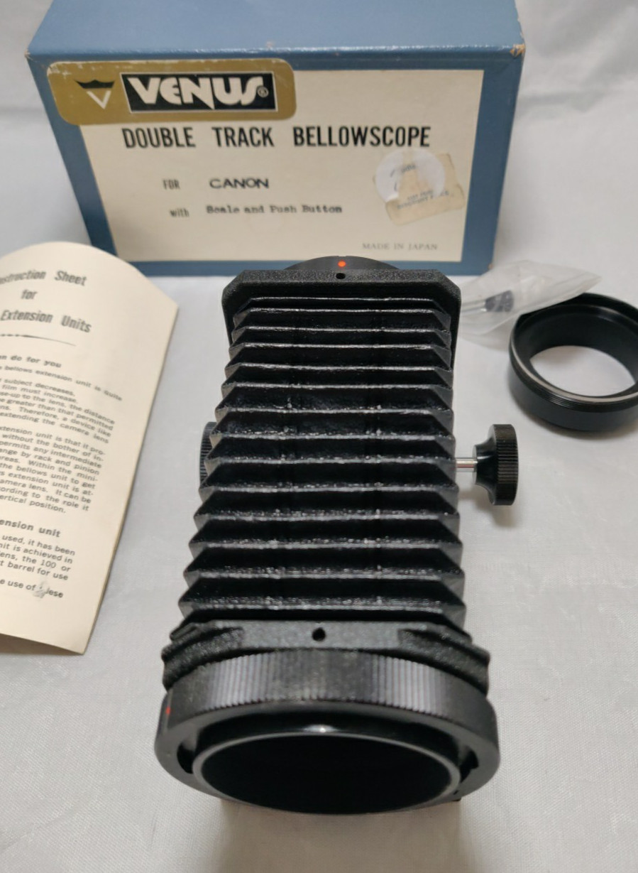 Vintage Venus 5" Double Track Bellowscope for Canon with Scale