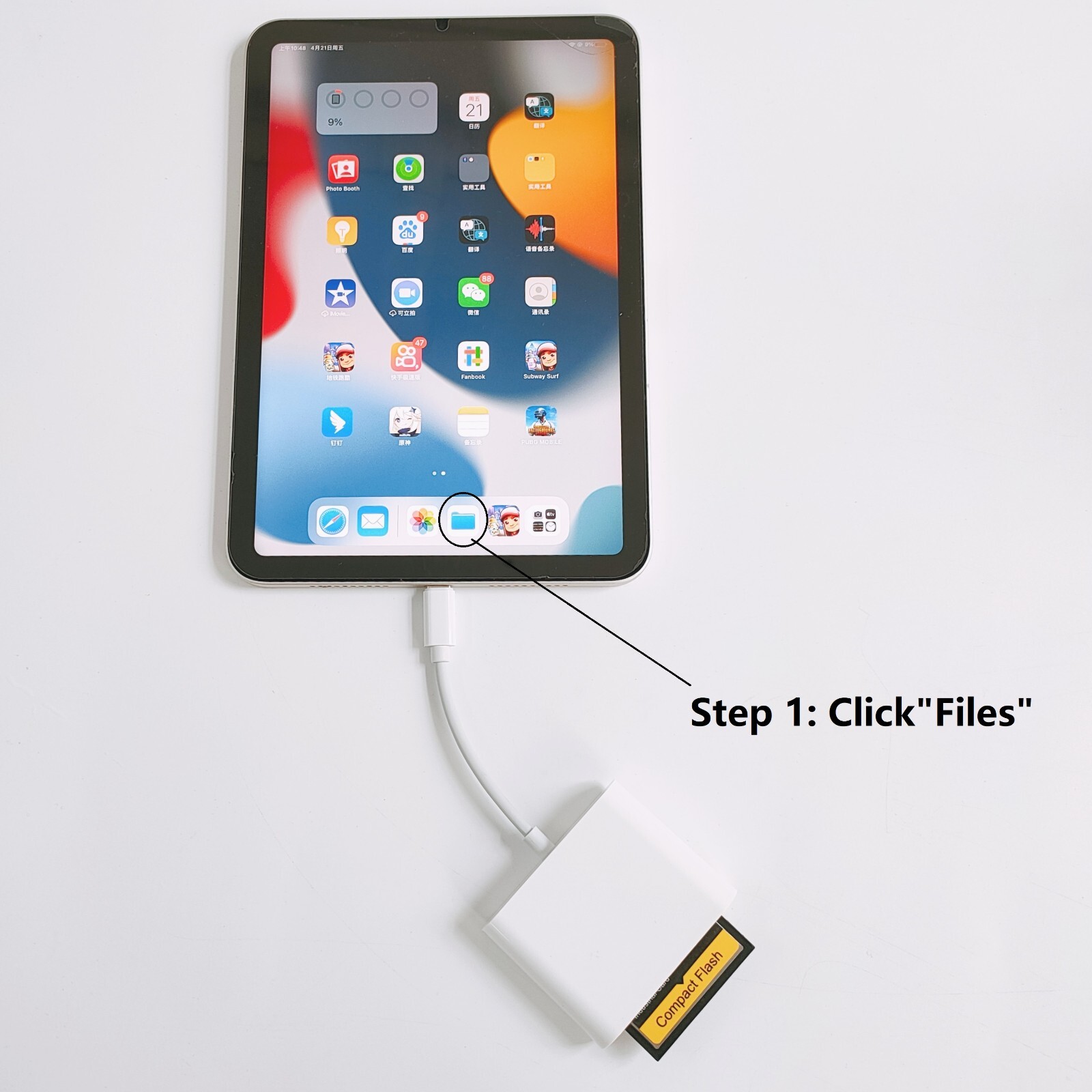 USB C to SD CF Card Reader for iPad Pro/Macbook Supports CompactCF/SD/TF card