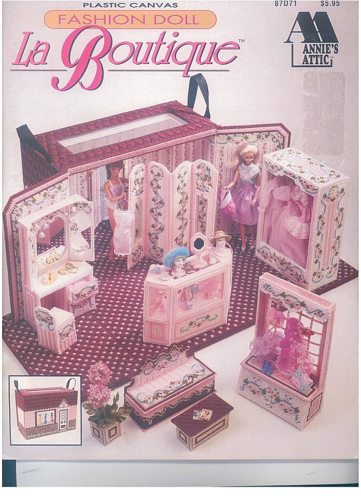 87D71 La Boutique Plastic Canvas Fashion Doll Annies Attic Pattern Book
