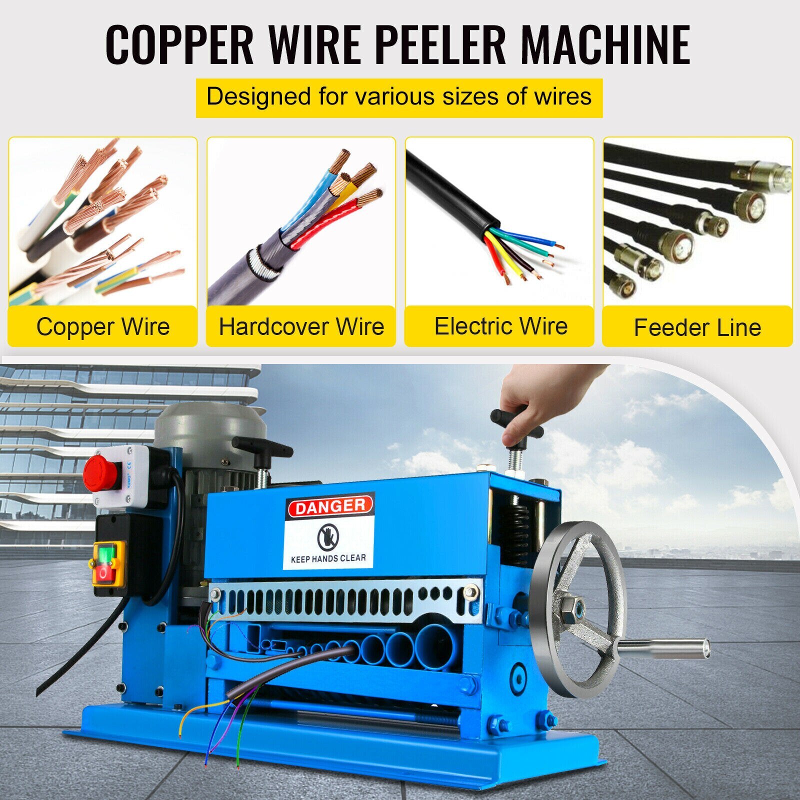 10 Blades Electric Wire Stripping Machine Copper Recycle 1.5~38mm Cable Stripper