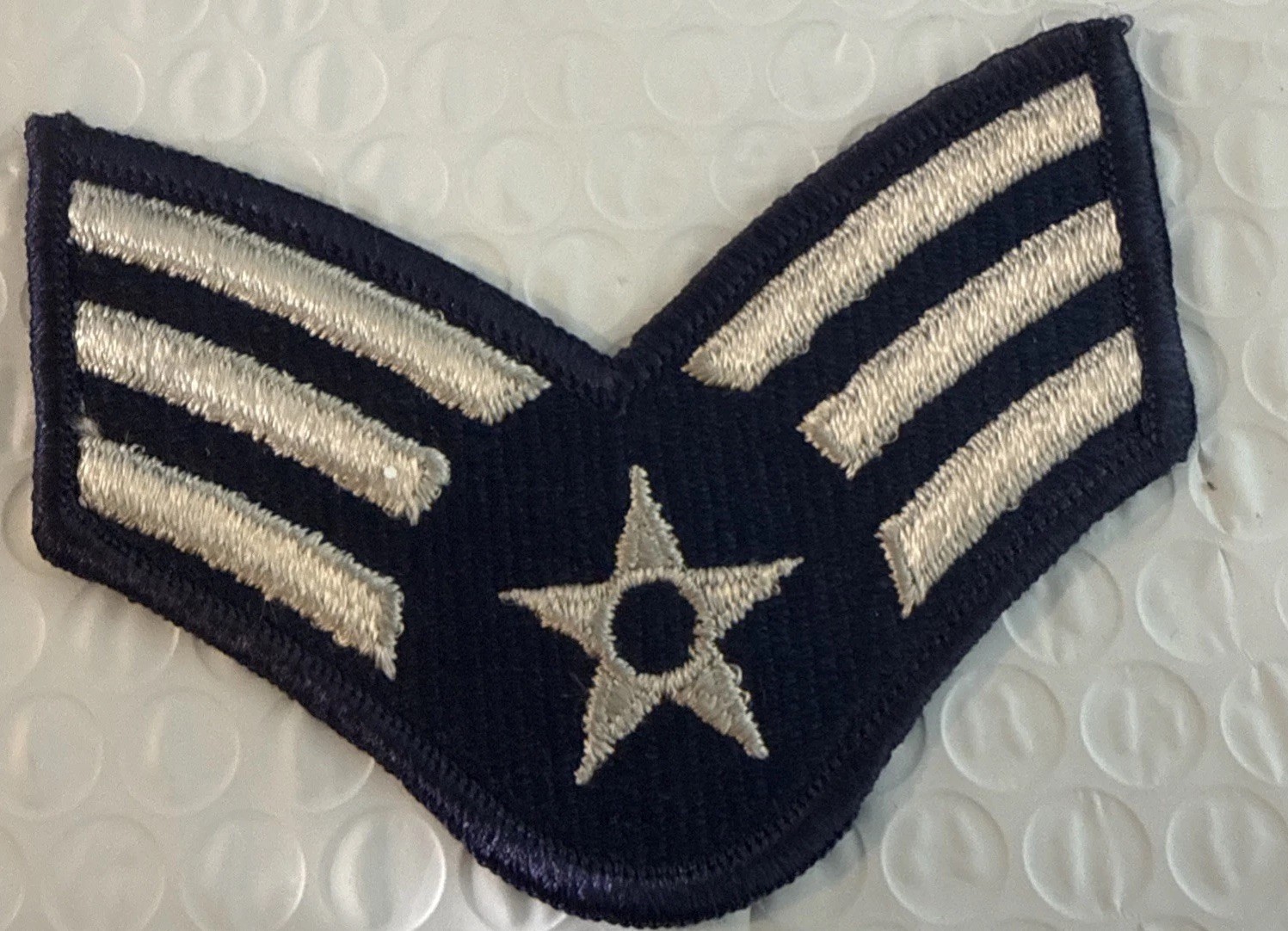 US Air Force Senior Airman Rank Patch Blue Silver Star Chevron Embroidered