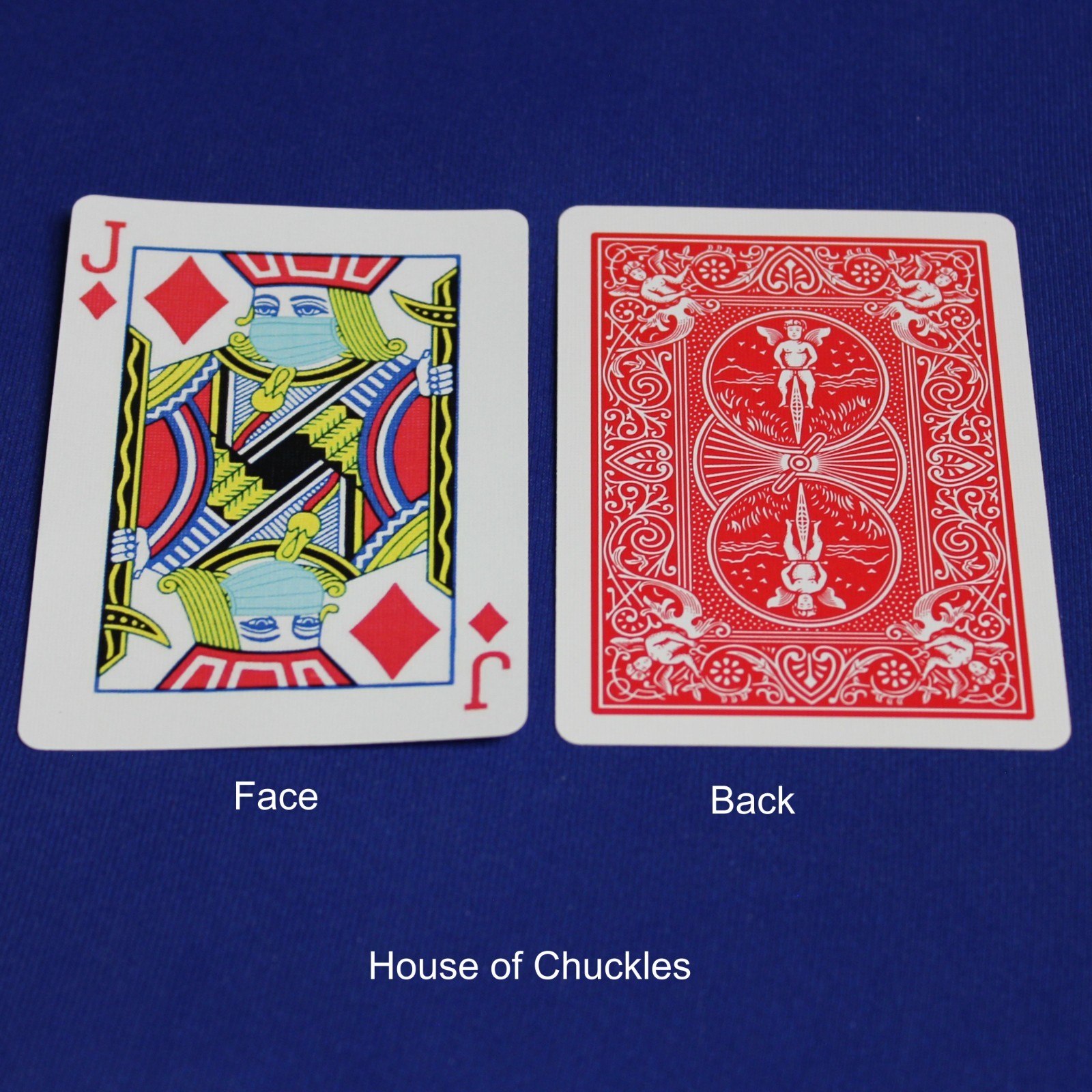 Covid Masked Jack of Diamonds, Bicycle Printed Gaff Card, Red