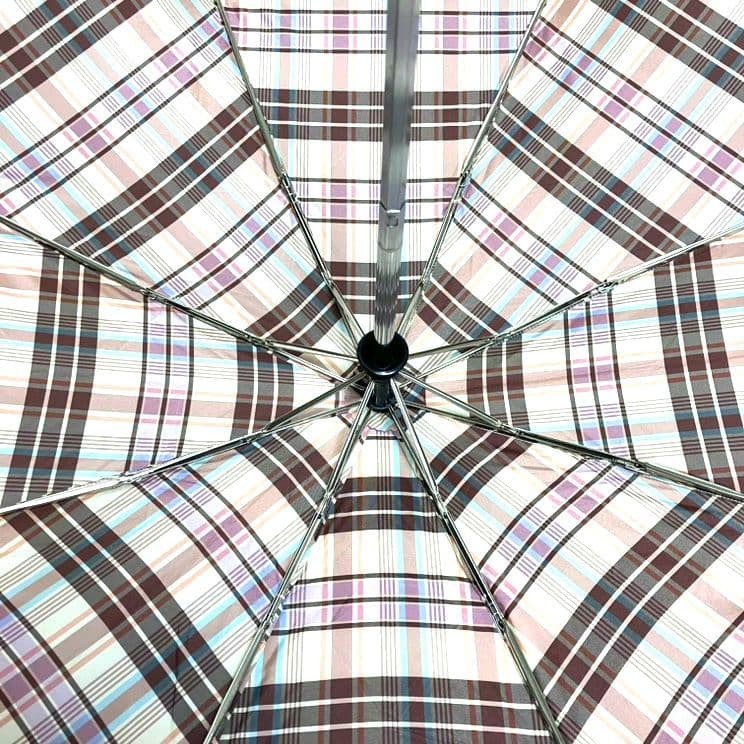 Tory Burch Folding Umbrella Check Pattern Sun/Rain Neutral Multi Nylon
