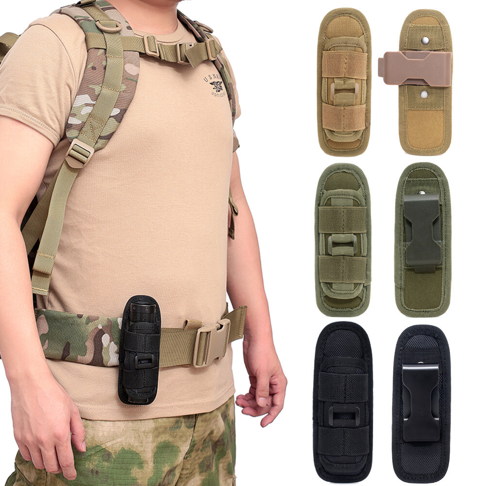 Tactical 360° Rotatable LED Flashlight Pouch, Quick Access Belt Clip for Hunting