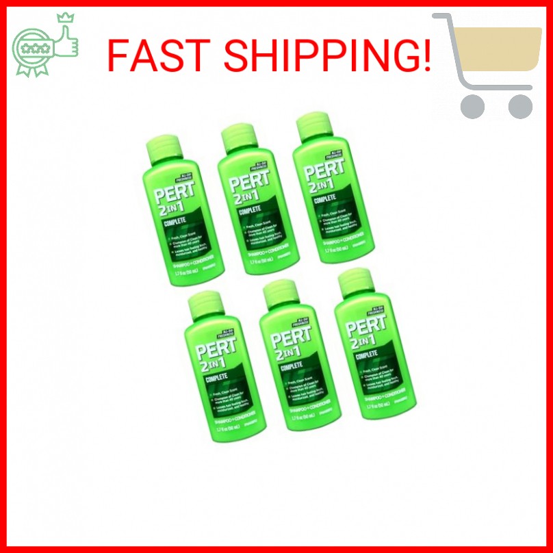 Pert Plus 2-in-1 Shampoo & Conditioner, Classic Clean 1.70 oz (Pack of 6)