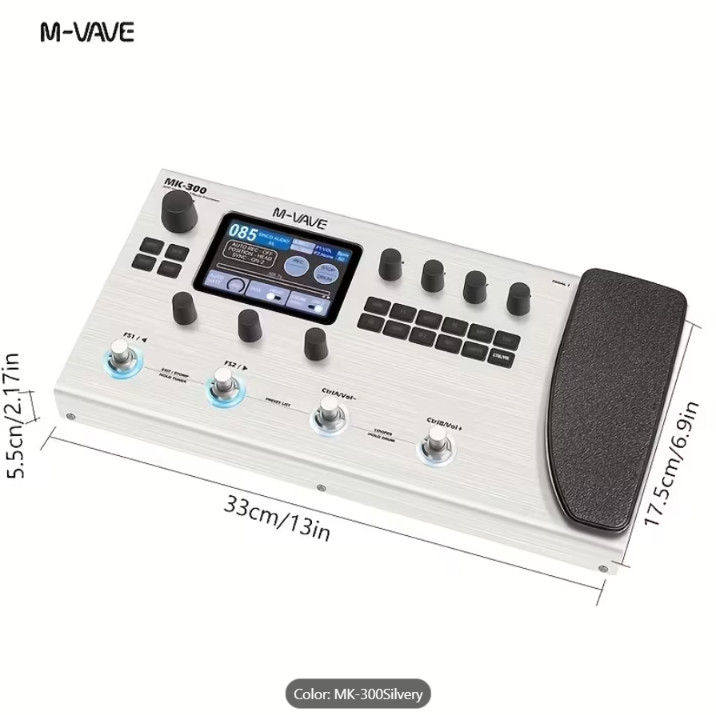 M-VAVE MK-300 Silver Guitar Multiple Effects Pedal