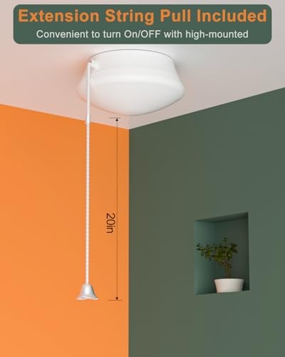 Flush Mount Ceiling Light with Pull Chain Surface Mount LED 7 Inch | 4 Pack