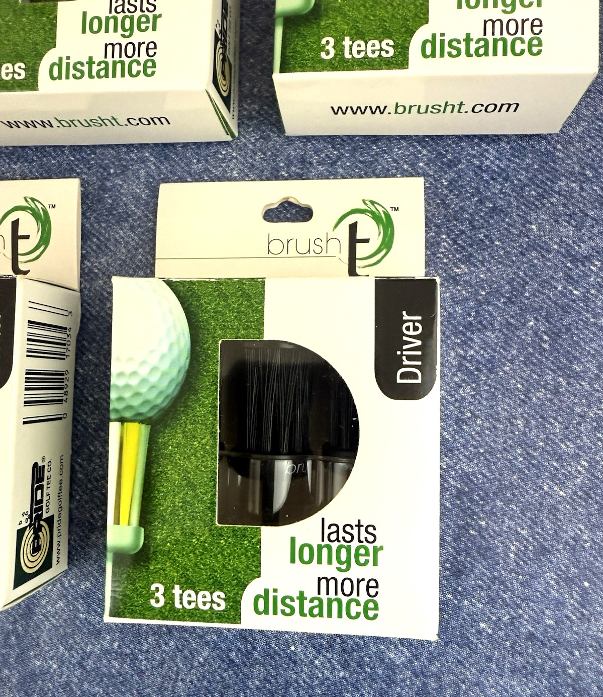 5 Packages ~ Brush T~ Driver ~ Golf Tees ~ 3 Tees Per Pack ~ New Old Stock