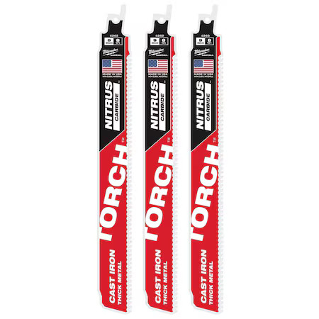 Milwaukee Tool 48-00-5362 9" 8 Tpi Torch Cast Iron Nitrus Carb, 3Pk
