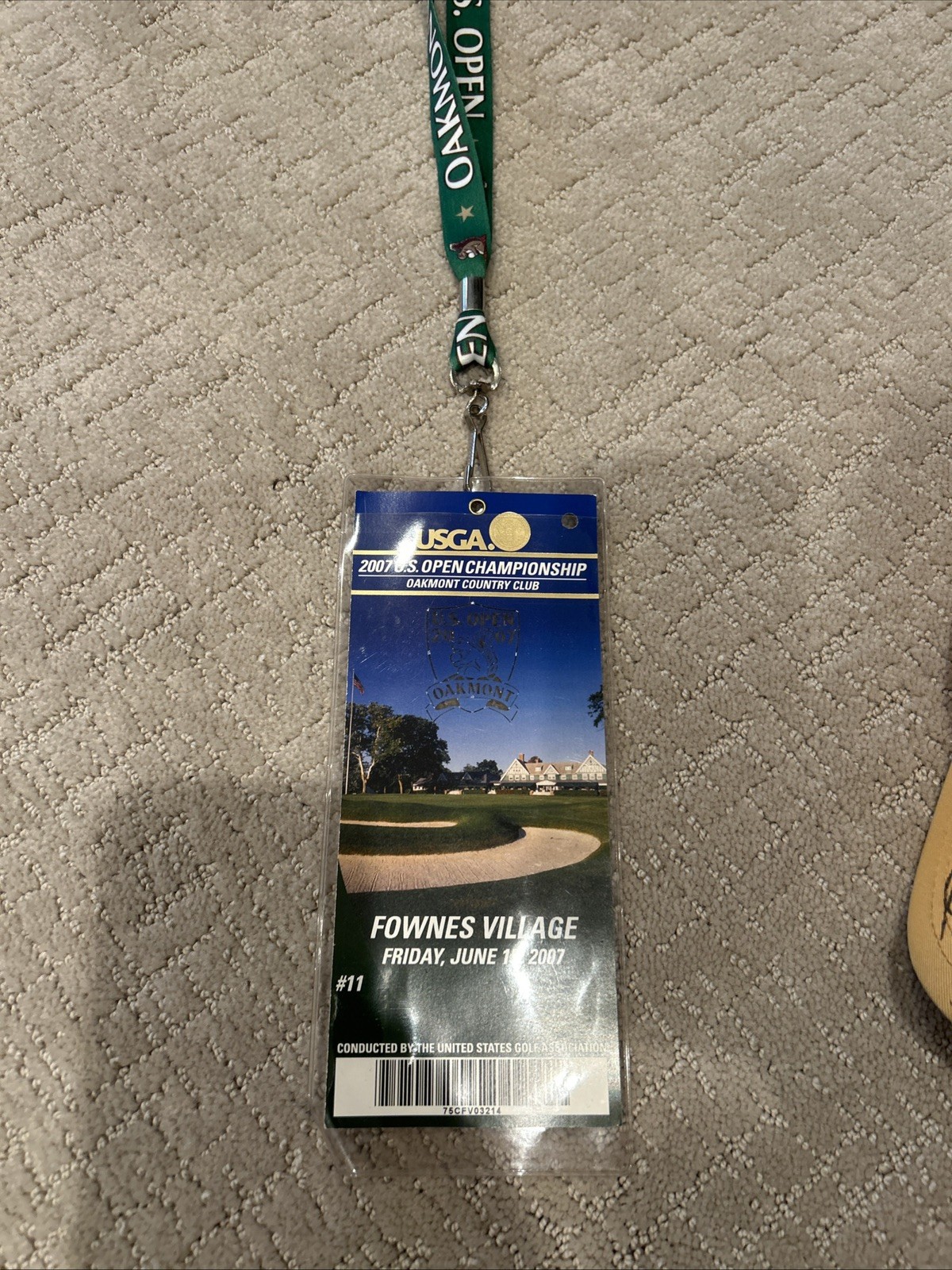 US Open. Oakmont. Lanyard and ticket. 2007