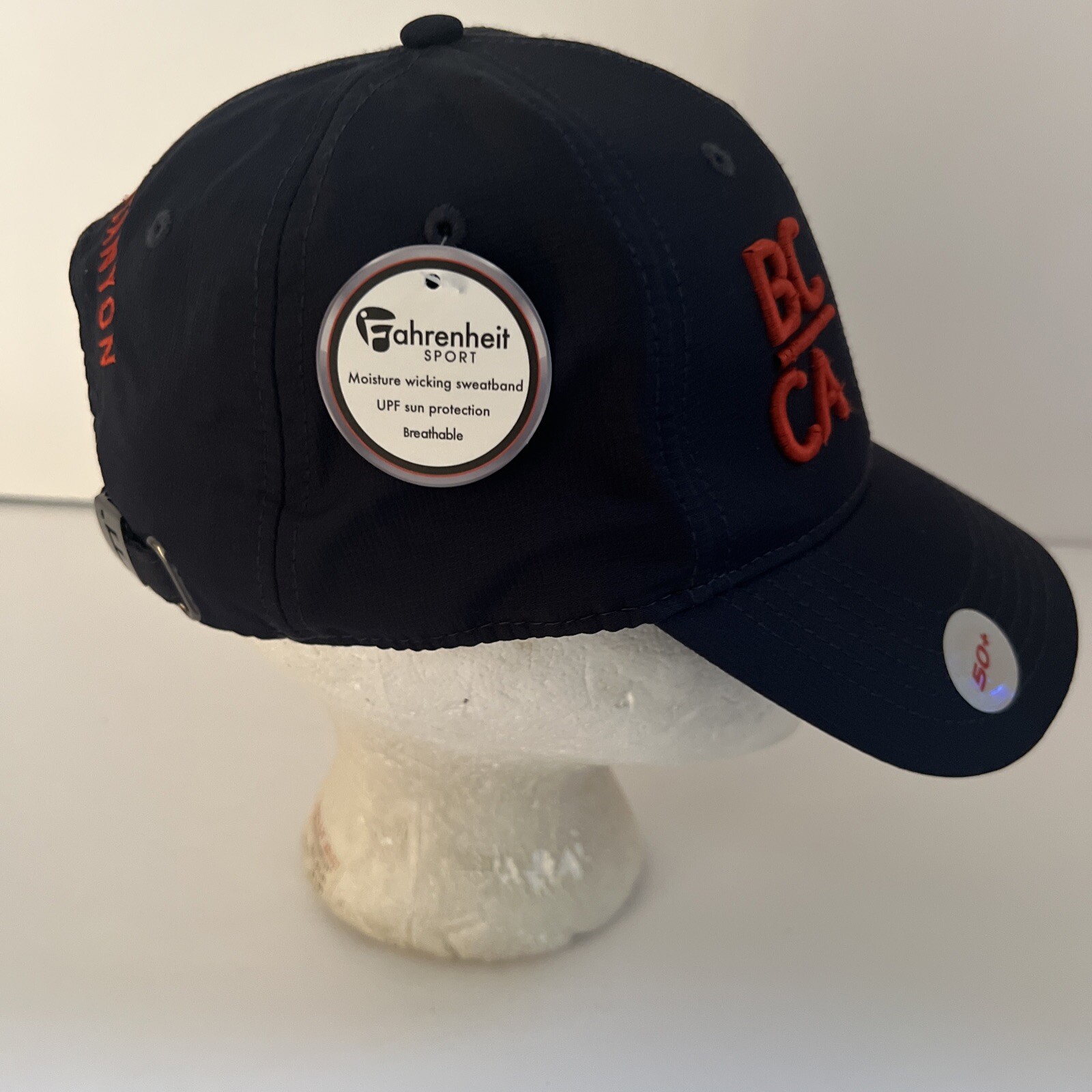 Bidwell Canyon BC/CA in Red on Navy Hat Cap 50+UPF Breathable Fahrenheit Brand