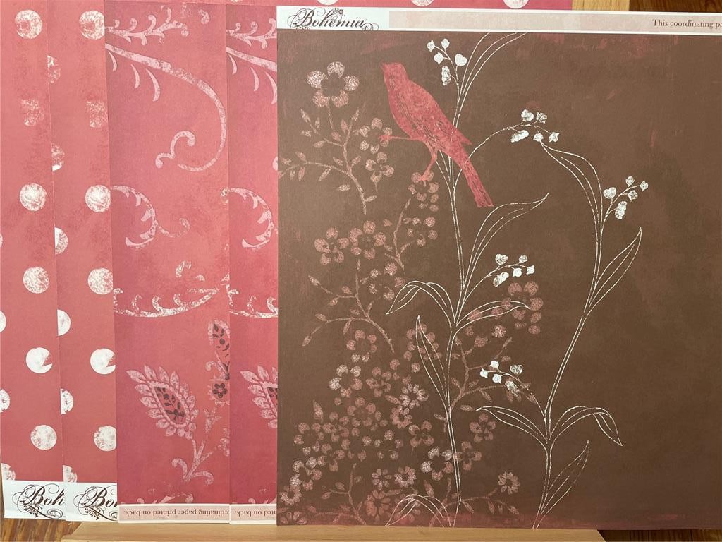 12x12" MME "BOHEMIA" Heavy weight Scrapbook Paper 5 SHEETS BLOSSOM COLLECTION