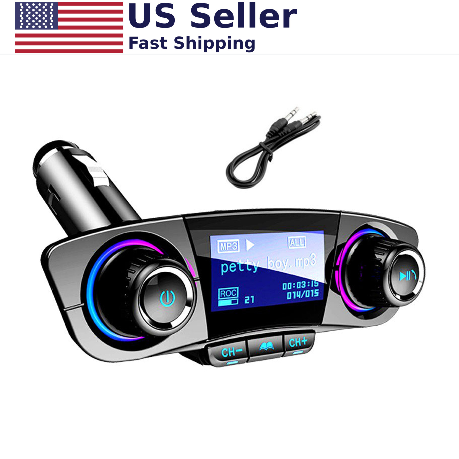 Bluetooth FM Transmitter Car MP3 Player Dual USB Charger LED Display
