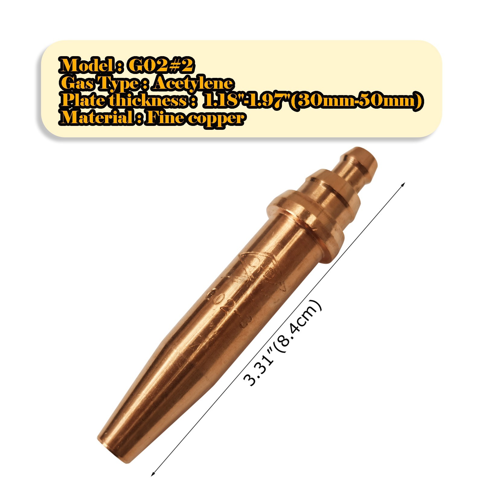 G02#2 Acetylene Cutting Tip Flame Cutter Constant Pressure Cutting Nozzle