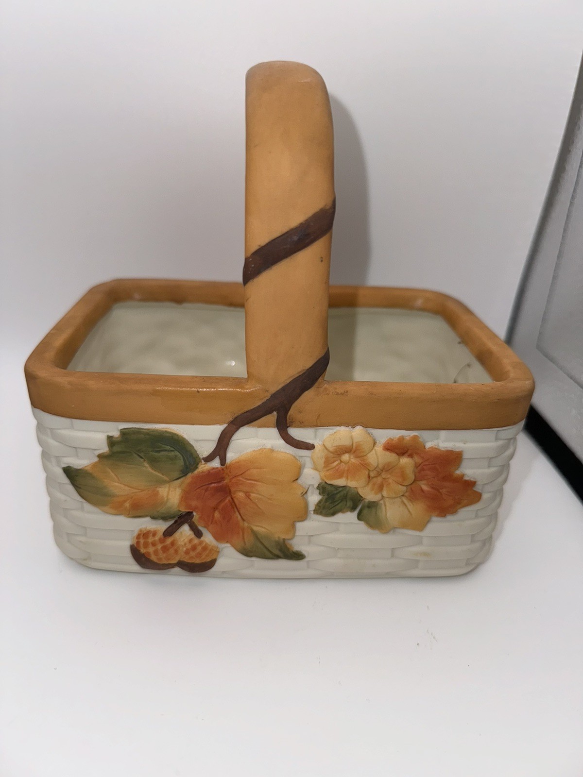 6 inch ceramic fall harvest basket planter Leaf autumn