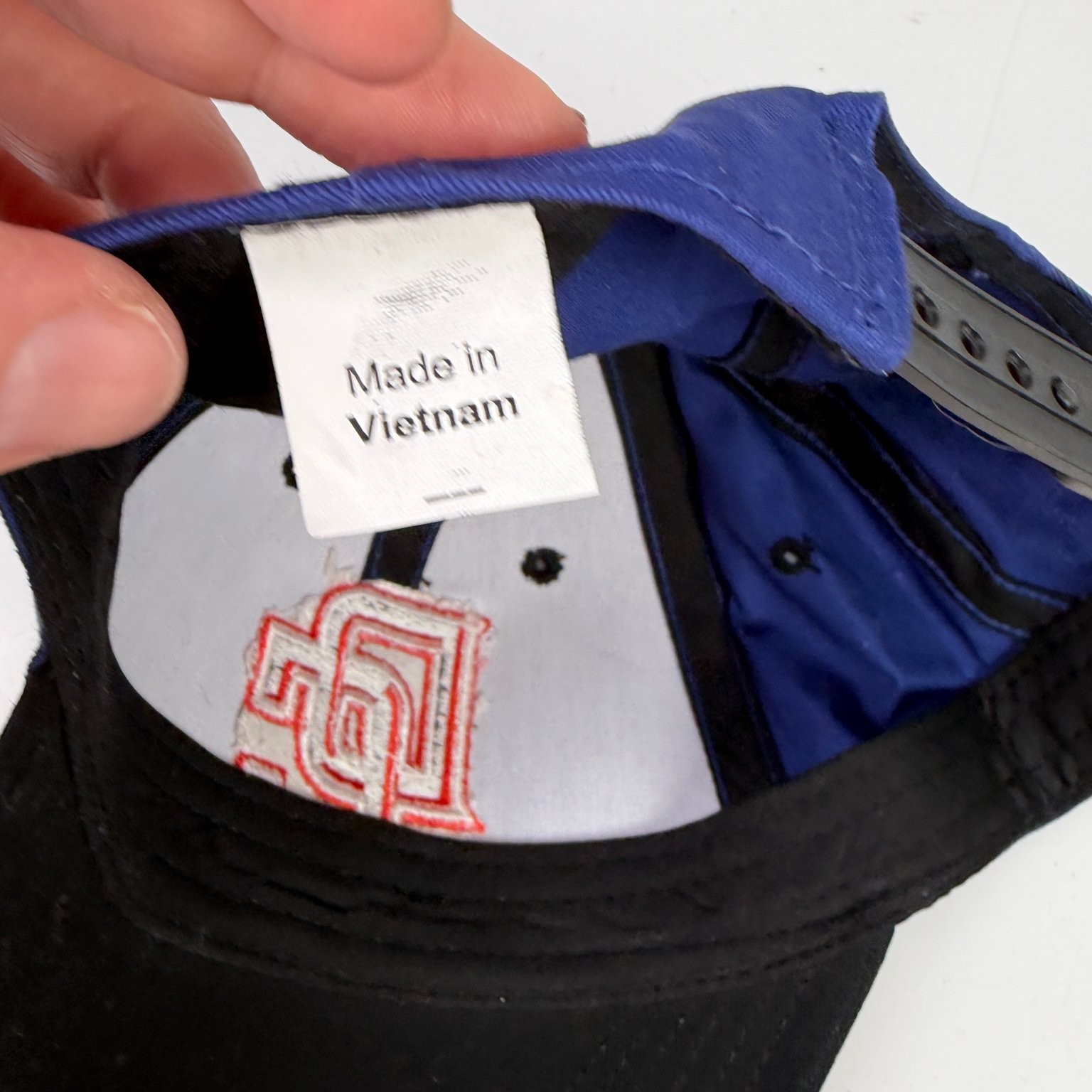 Boys Hat Blue Black Adjustable Snapback Embroidered Logo Cap