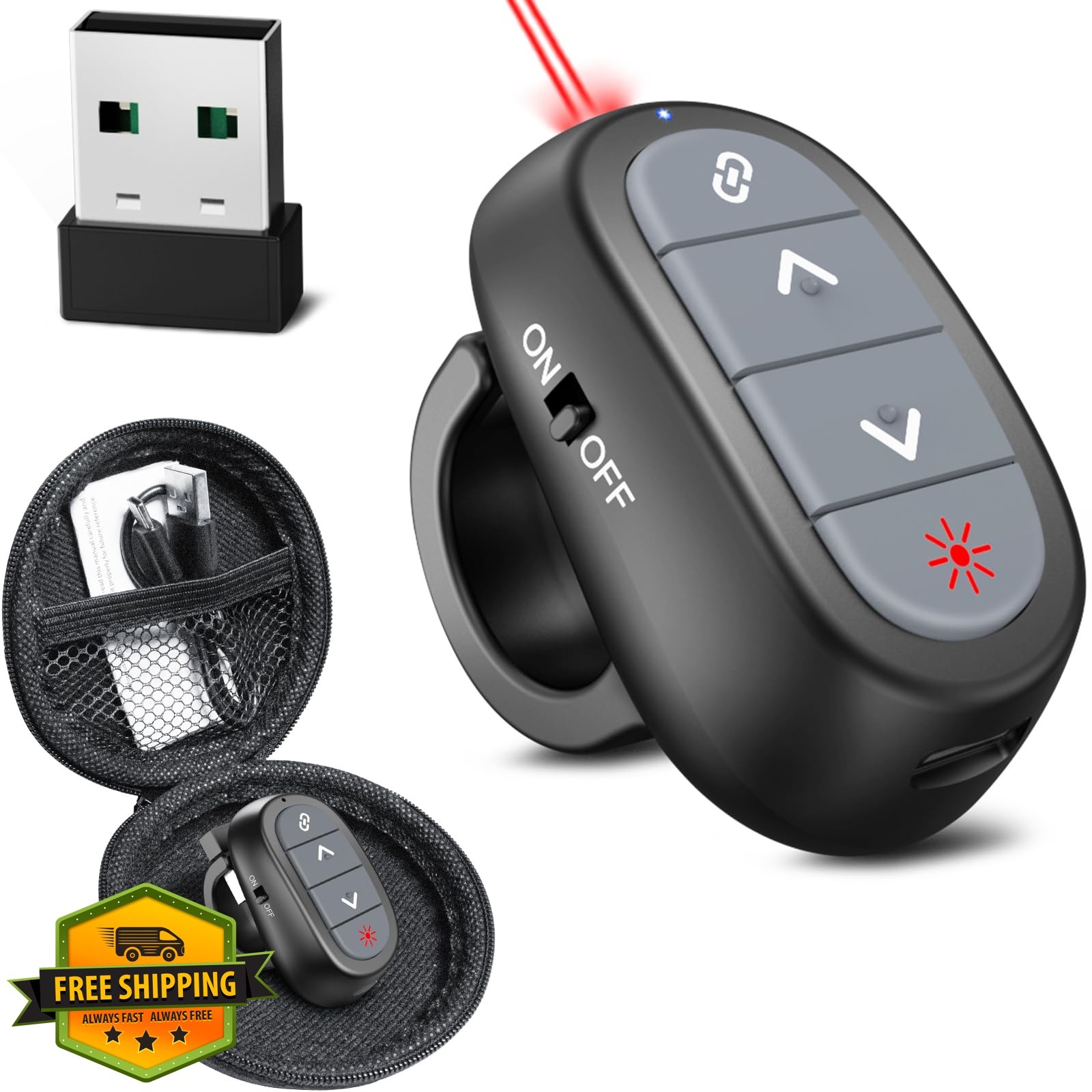 Presentation Clicker PowerPoint Wireless Presenter Remote: Laser Pointer Comp...