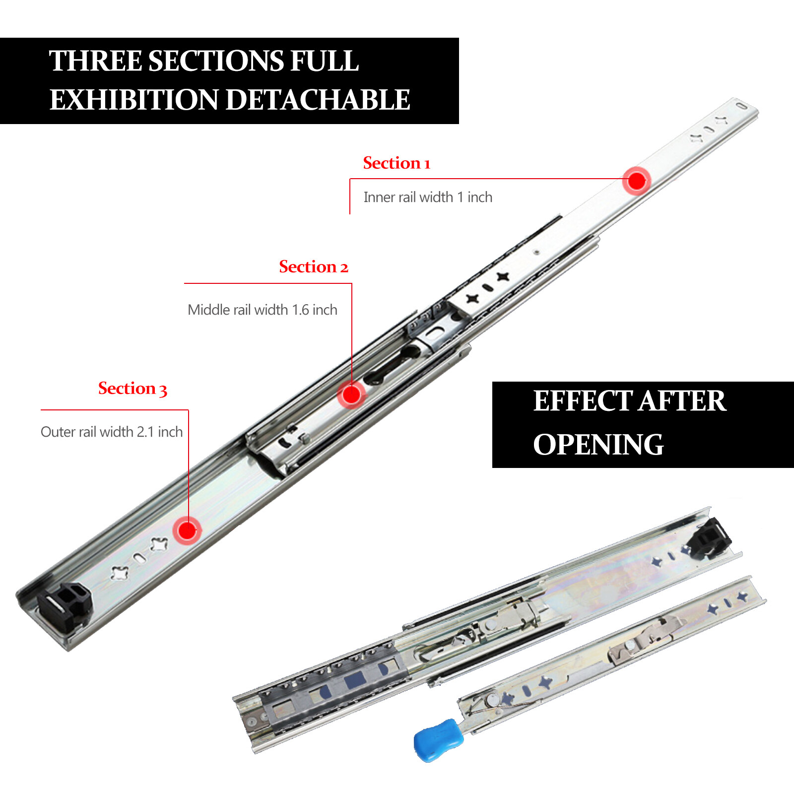 5 Pair Heavy Duty Drawer Slides Rail Full Extension Ball Bearing w/ Lock 14"-24"