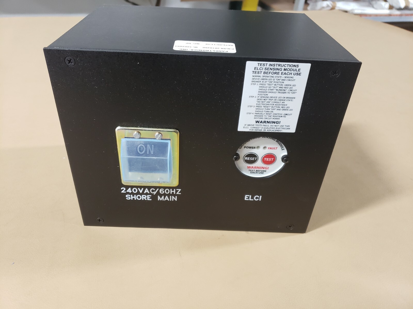 PANELTRONICS 240VAC - 60HZ SHORE POWER BREAKER/ELECTRICAL PANEL
