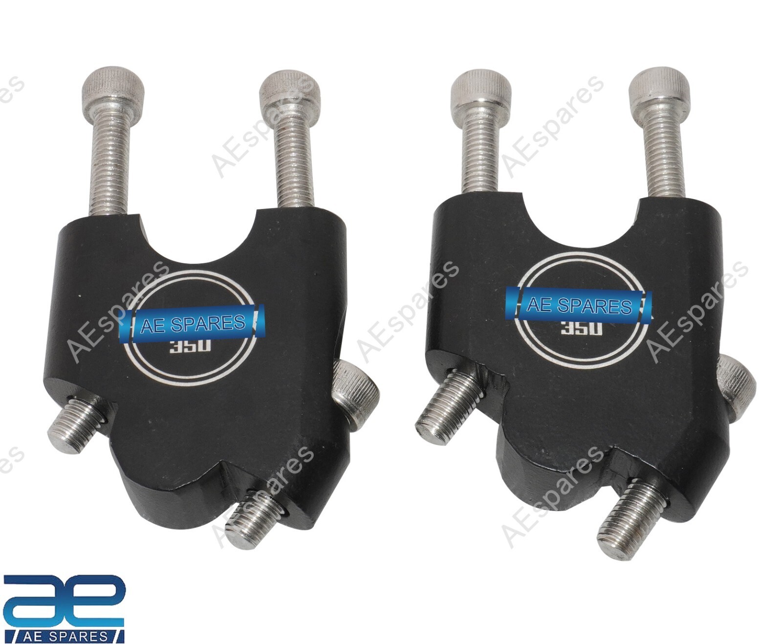 Handle Bar Riser Angled Mount Clamp Set Black For Royal Enfield Hunter 350 ECs