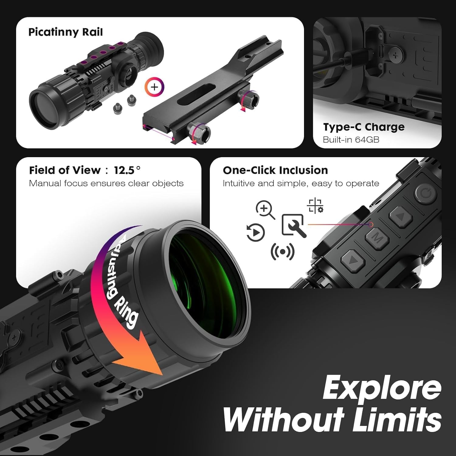 Thermal Scope 35mm 384×288 12μm Thermal Imaging Scope 1585 Yard Detection Range