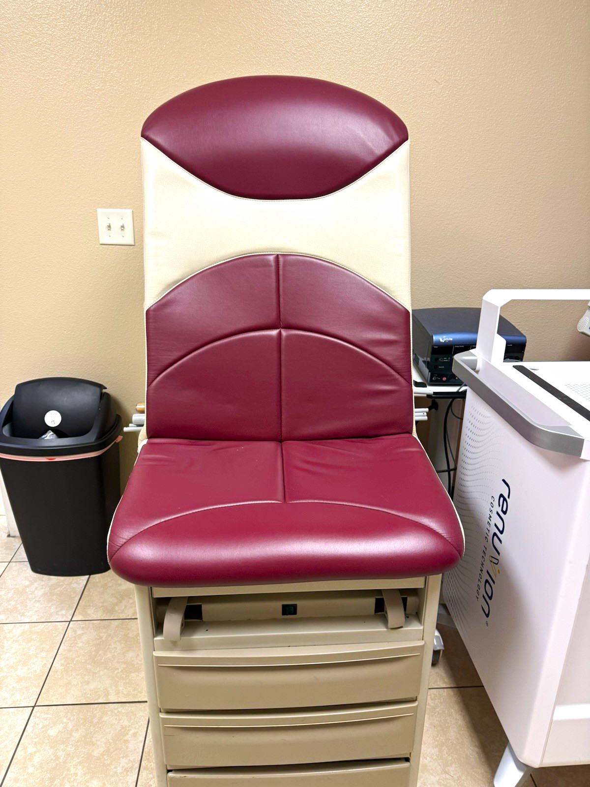 Brewer BrewerAccess Exam Table w/ Storage Drawers Burgundy/Cream