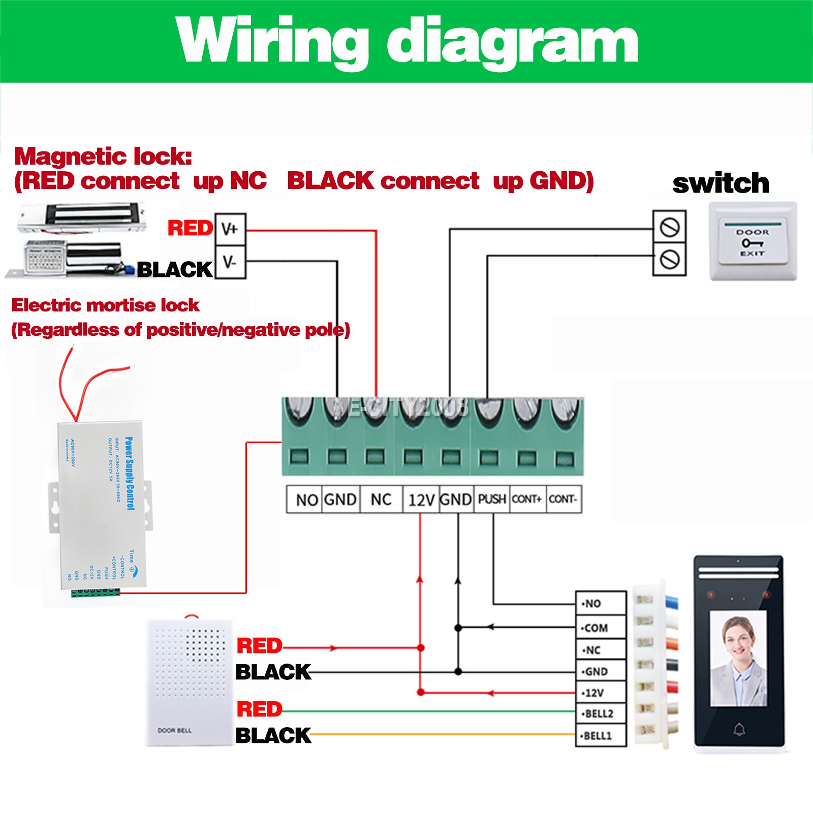 DC 12V 5A Power Supply for Magnetic Lock Door Entry Access Control System Lock