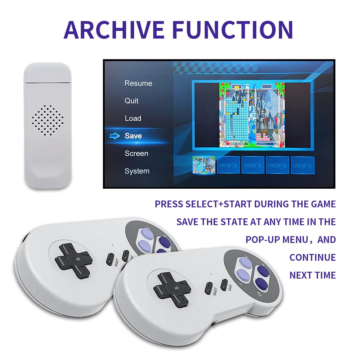 HDMI Retro Game Console Stick Games 2 Wireless Controllers Complete Set