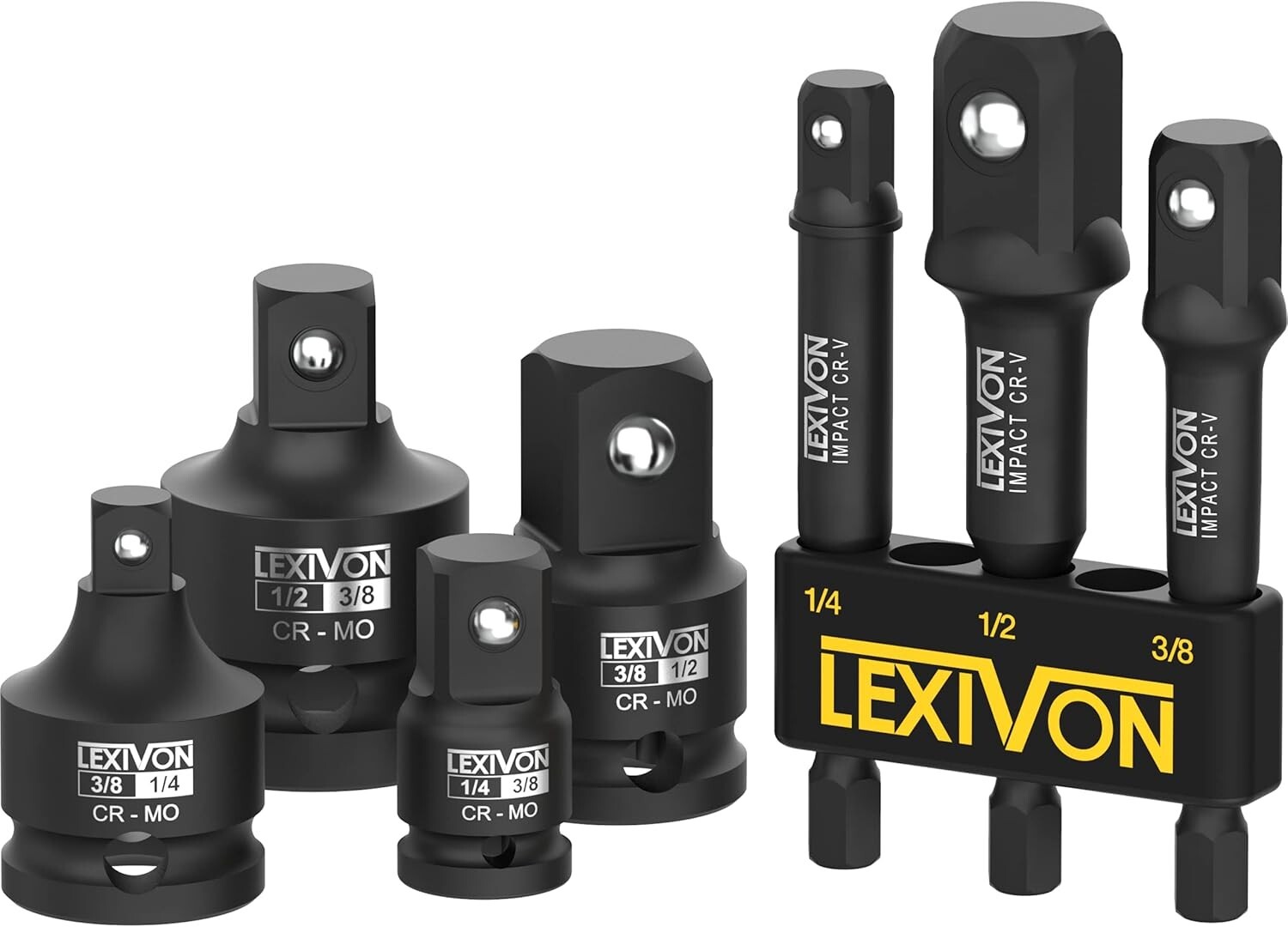 Impact Socket Adapter Combo Kit,7-Piece Increaser,Reducer &Extension Set LX- 109