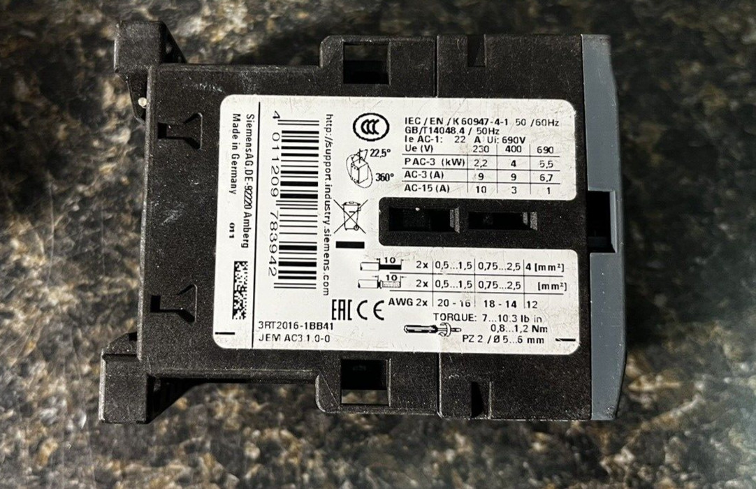 New OPEN BOX Siemens Sirius 3RT2016-1BB41 / 3RT20161BB41 Contactor