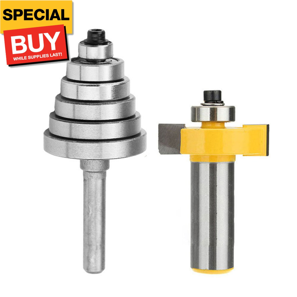 1/2 Inch Shank Rabbeting Router Bit Rabbet Router Bit Set with 6 Bearings Set fo