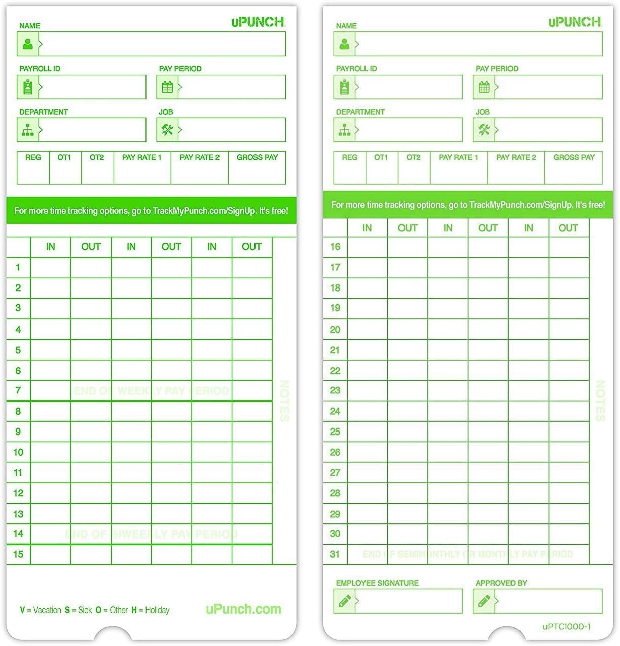 Efficient 300 Time Cards for HN3000 Time Clocks - Streamline Payroll Processing