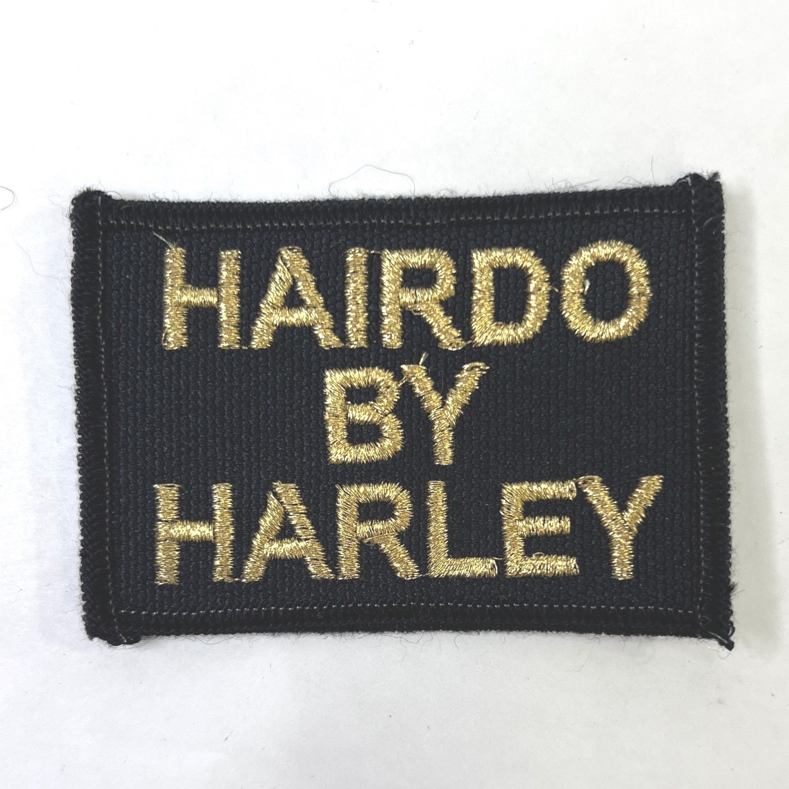 Vintage Hairdo By Harley Embroidered Sew On Patch Black Gold Metallic Biker 3x2